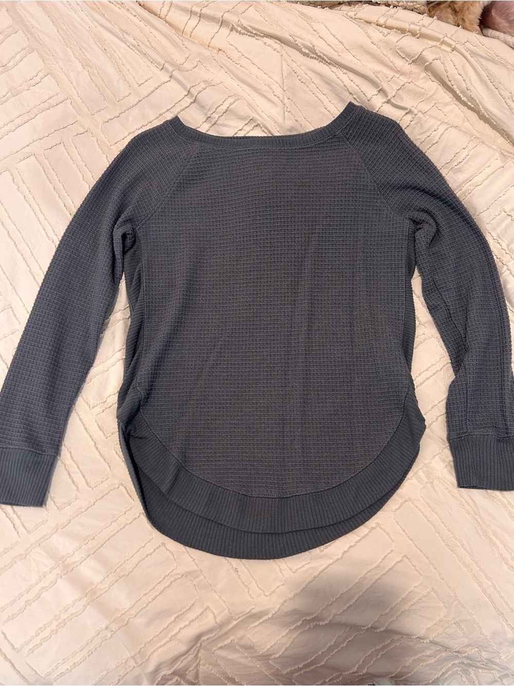 Maurices Charcoal Waffle-Knit Scoop Neck Sweater